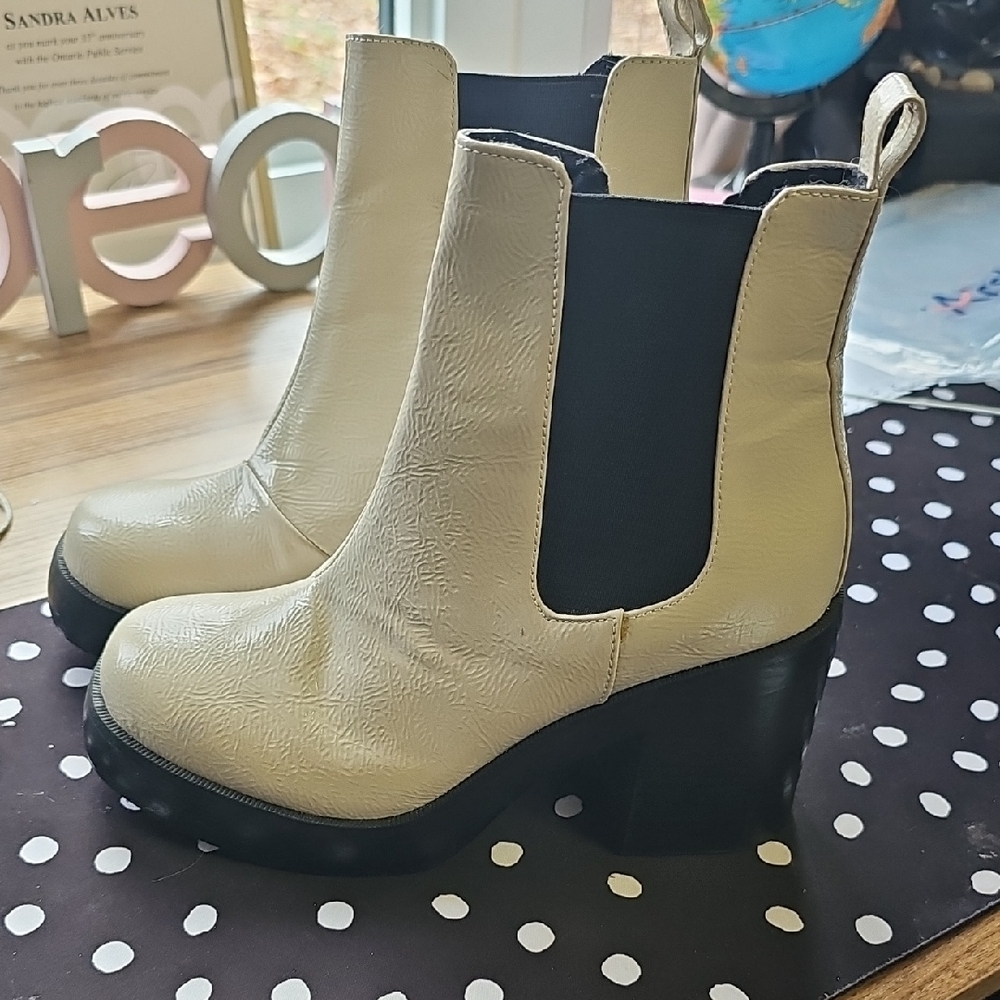Dirty Laundry Cream and Black Heeled Boots